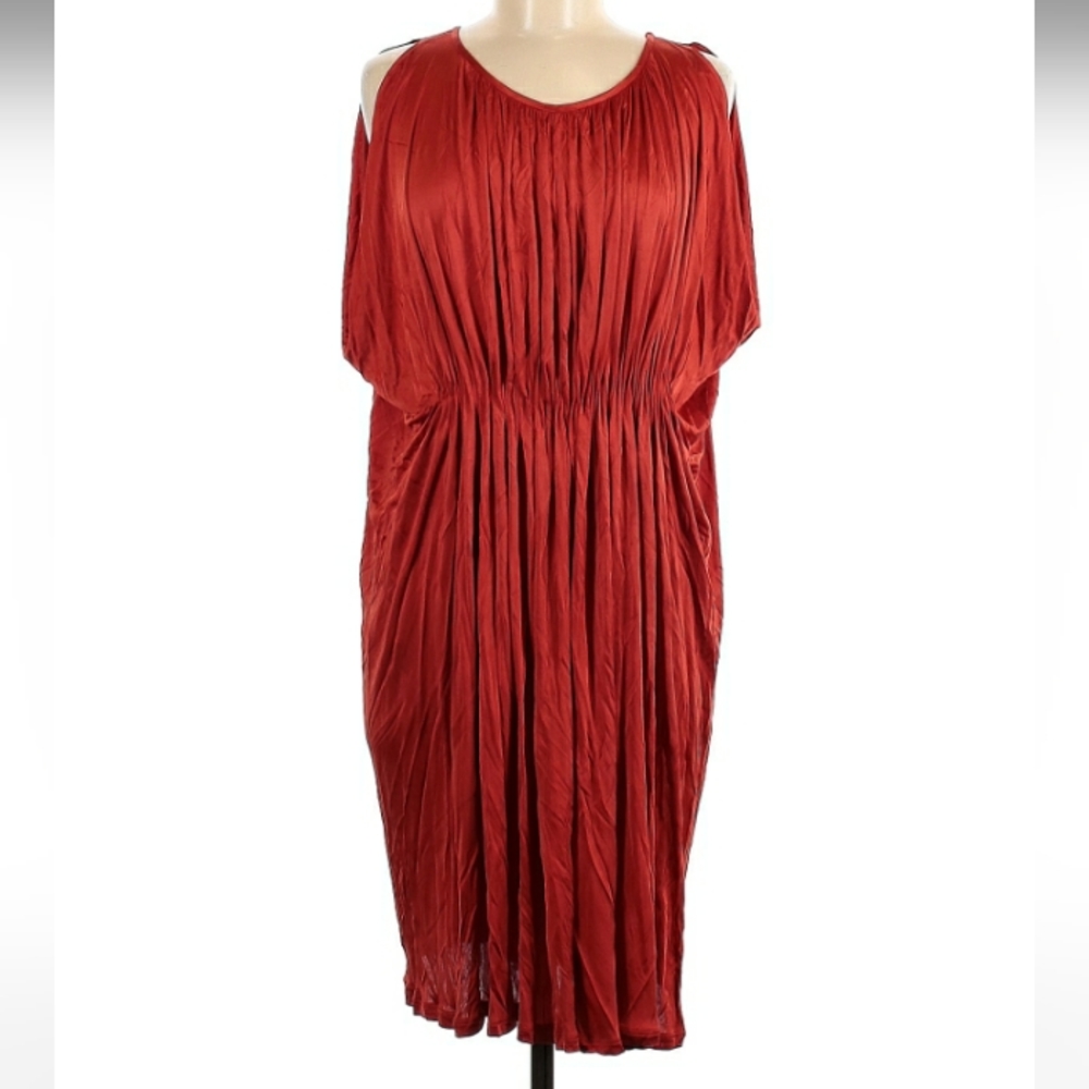 Plain SUD, 100% viscose, scoop neck, short sleeve, casual knee length 37.5 lengt